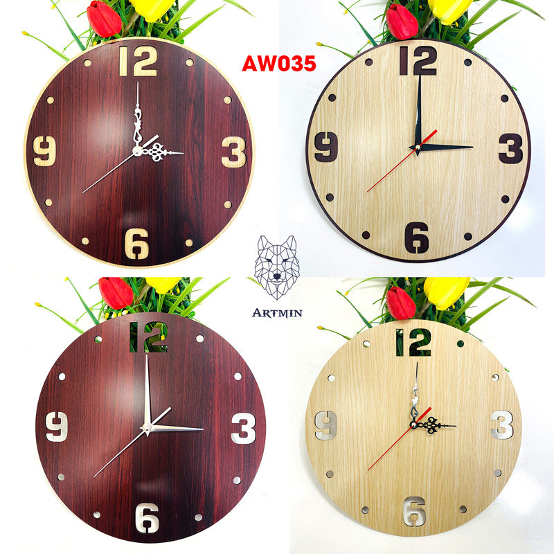 AW035 - Đồng Hồ Gỗ Decor Nhà Xinh Xắn – Đồng Hồ Treo Tường Trang Trí
