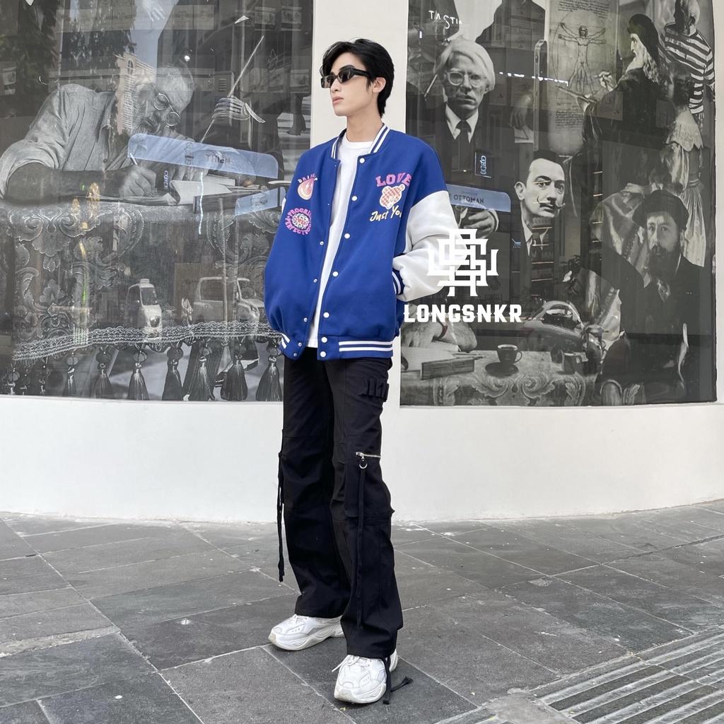 _ Áo khoác Varsity Nothing On họa tiết Longsnkr chất nỉ giữ nhiệt và thoáng - Bomber /Vars