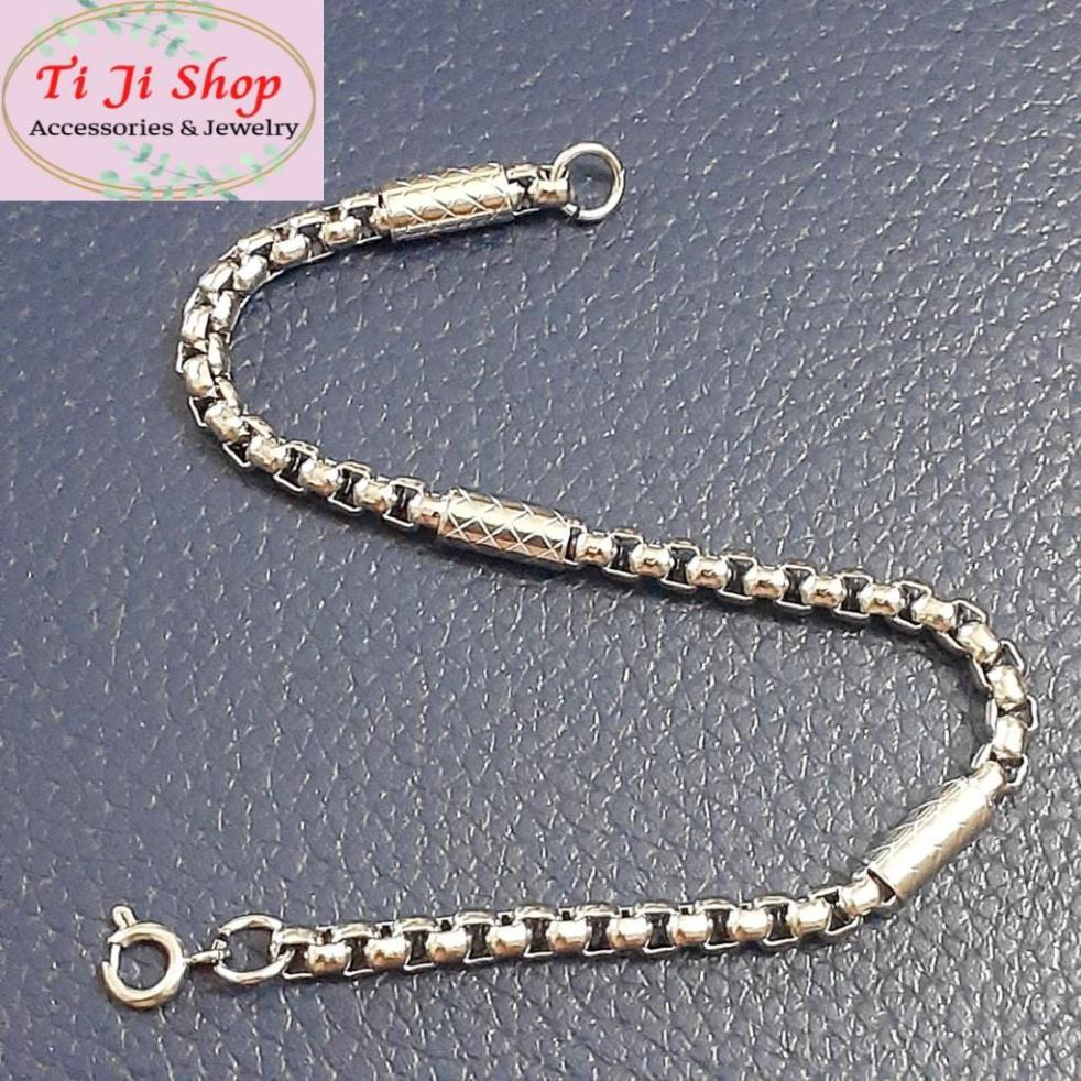 Lắc tay inox cao cấp kiểu bông dừa bọc khoanh cách điệu trắng sáng đẹp, không đen - Phù hợp cho cả nam lẫn nữ