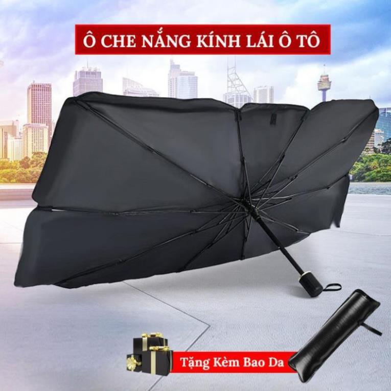 (HÀNG ĐẸP) Dù Che Nắng Ô Tô Cao Cấp, Dù Che Kính Lái Xe Hơi (Tặng BAO DA) - Chống Nắng, Bảo Vệ Nội Thất