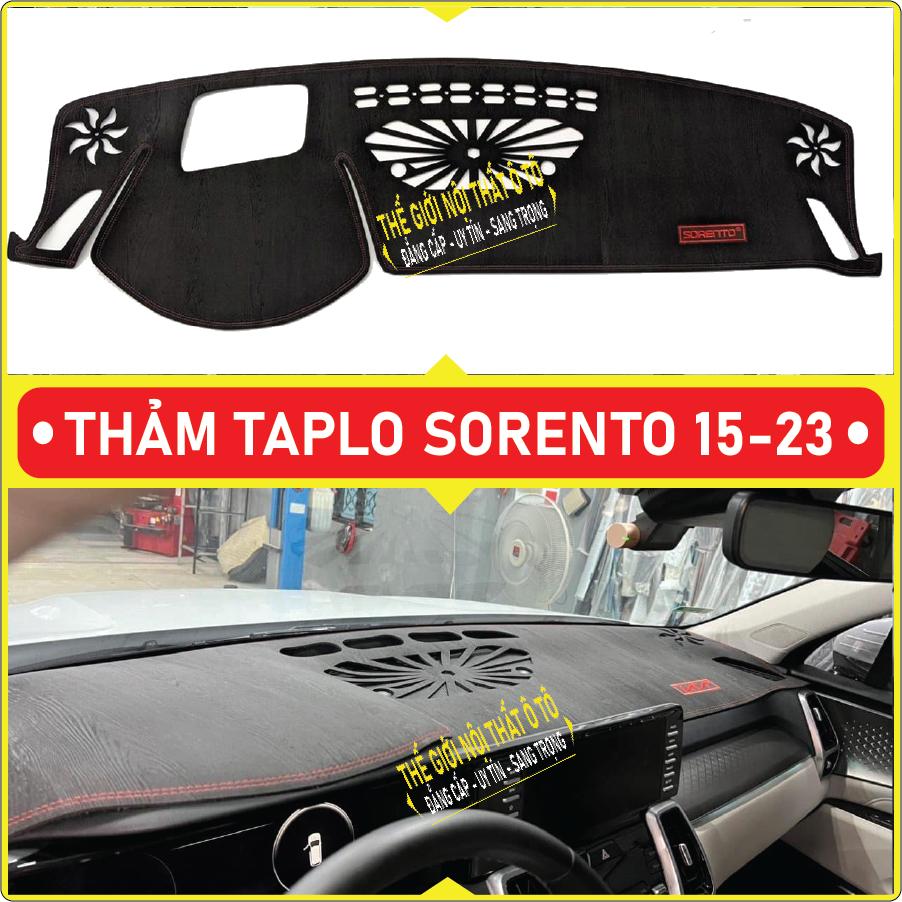 Thảm taplo kia sorento đời 2015 đến 2023 da cacbon,da vân gỗ, tuyết nhung chống nắng cao cấp