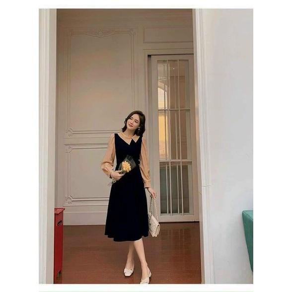 ĐẦM XOÈ PHỐI MÀU CỔ CÁCH ĐIỆU