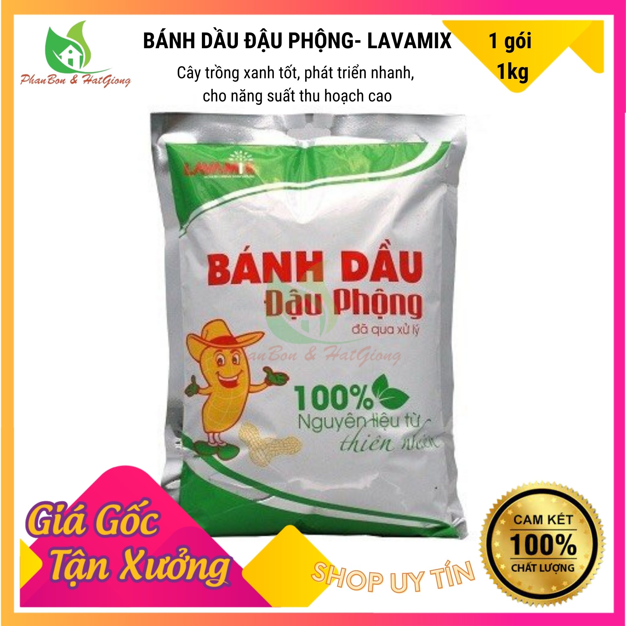 Phân Bón Bánh Dầu Đậu Phộng LAVAMIX 1KG Đã Qua Xử Lý 100% Nguyên Liệu Từ Thiên Nhiên - Shop Phân Bón và Hạt Giống