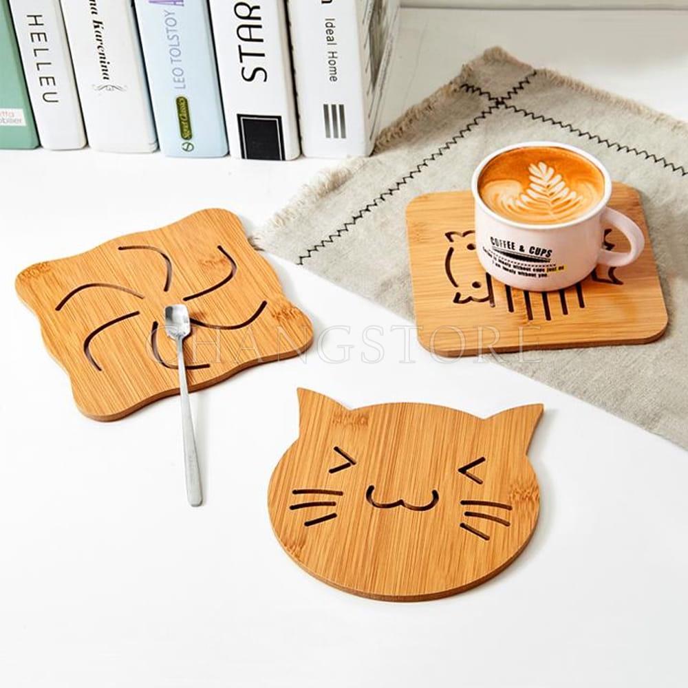 Miếng Lót Đáy Nồi, Cốc Chén Cách Nhiệt Chống Nóng Bằng Gỗ