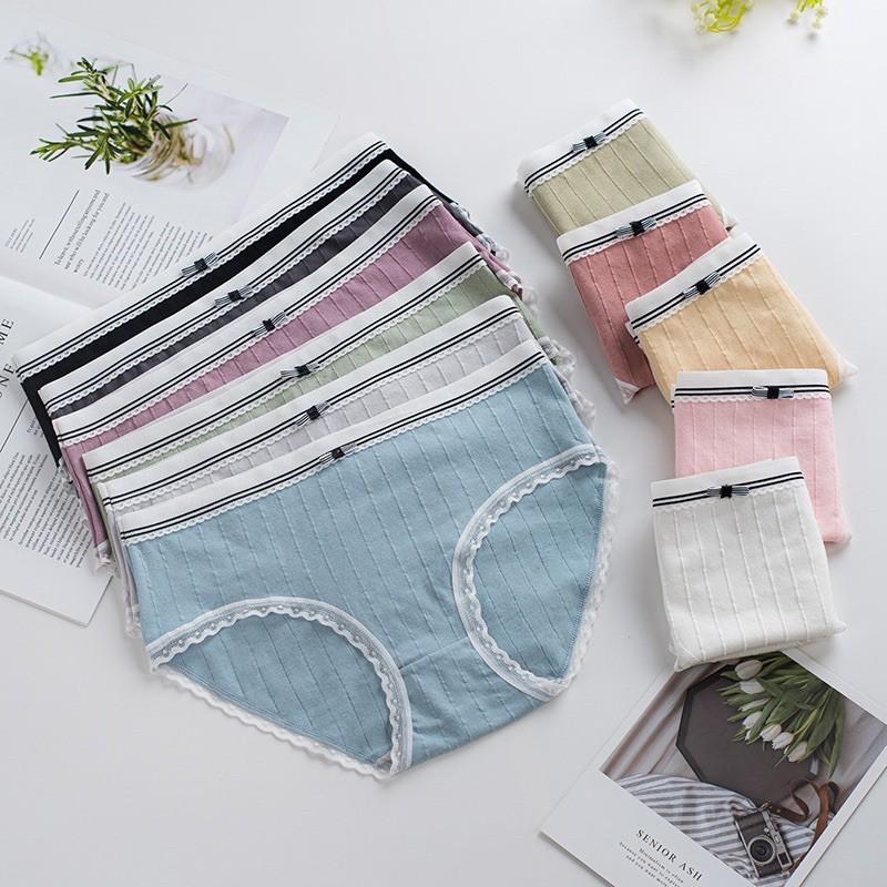 Quần lót cotton đính nơ viền ren