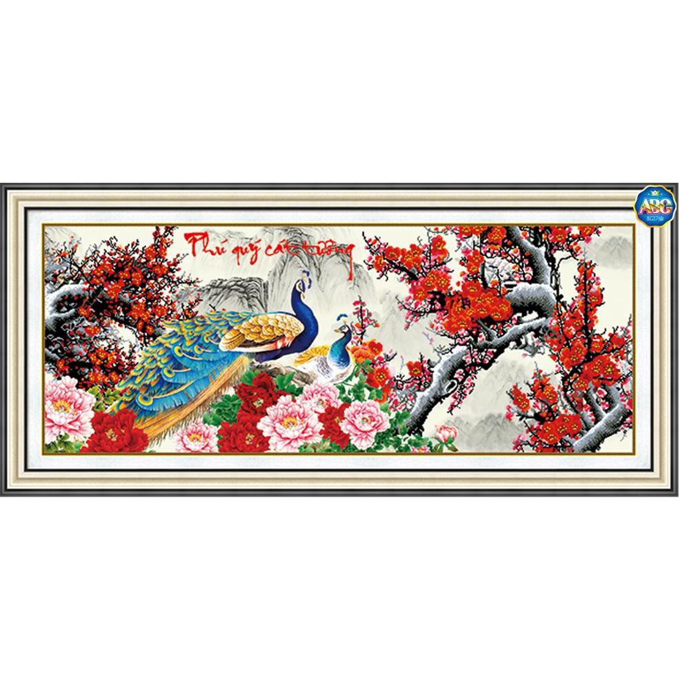 Tranh Đính Đá CÔNG PHÚ QUÝ CÁT TƯỜNG . Kích Thước: 1m33 x 66cm
