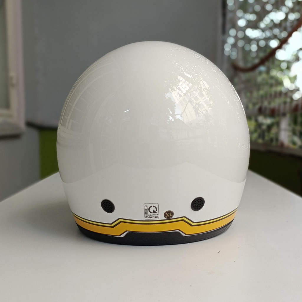 Nón bảo hiểm Royal M139 kính âm V10 trắng line vàng