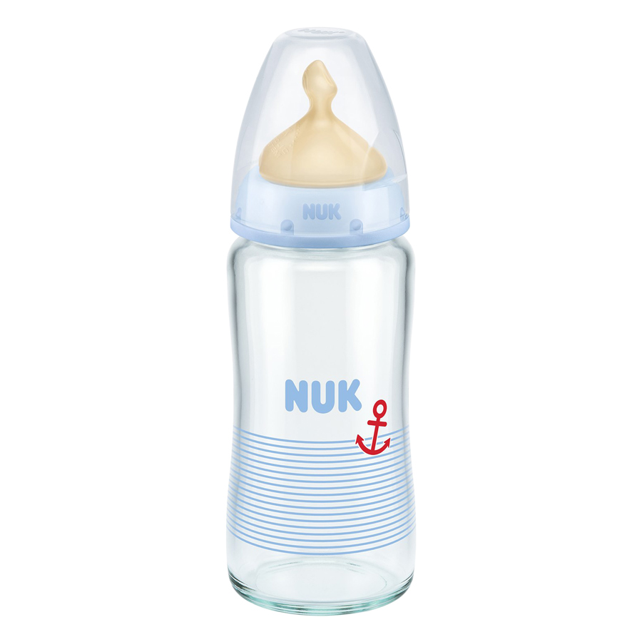 Bình Sữa Thủy Tinh NUK 745077 - Xanh Dương (240ml)