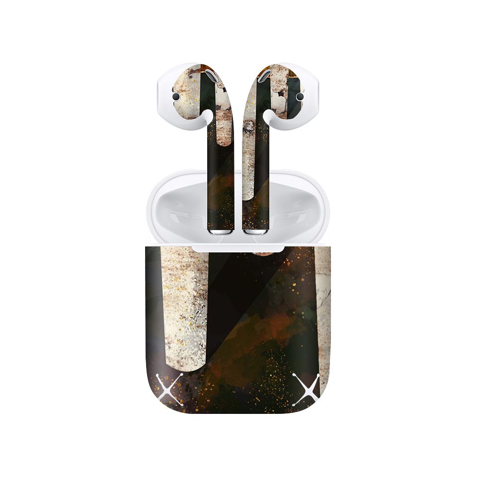 Miếng dán skin chống bẩn cho tai nghe AirPods in hình giả sơn mài - GSM009 (bản không dây 1 và 2)