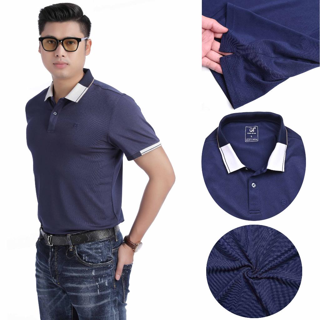 Áo polo nam cổ bẻ ngắn tay thể thao thời trang cao cấp cá sấu poly trơn xanh navy GIFASHION MPC30310