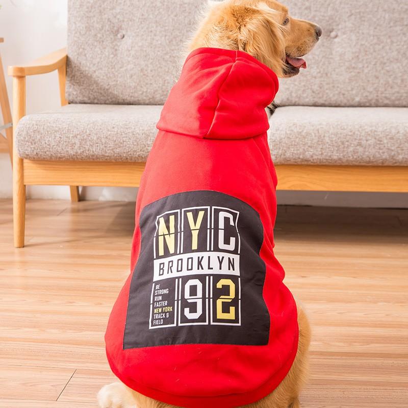 Áo cho chó lớn Hipipett size từ 20 - 50 kg áo thu đông Hoodie có 2 tay và mũ vải len lót lông cừu cao cấp