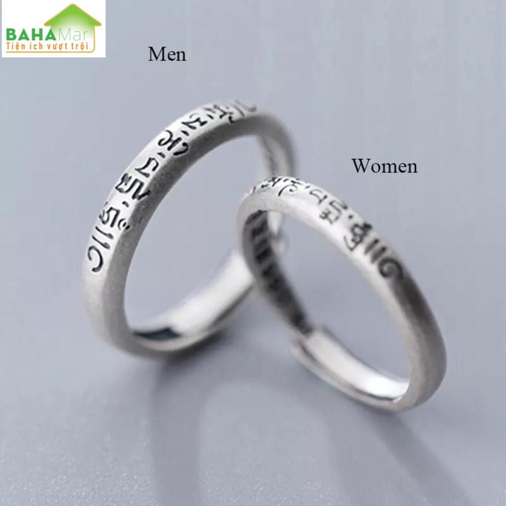 NHẪN BẠC 990 KHẮC LỤC TỰ ĐẠI MINH CHÂN NGÔN CHỮ PHẠN "OM MANI PADME HUM" MANG MAY MẮN, TIÊU TRỪ NẠN ÁCH "BAHAMAR"