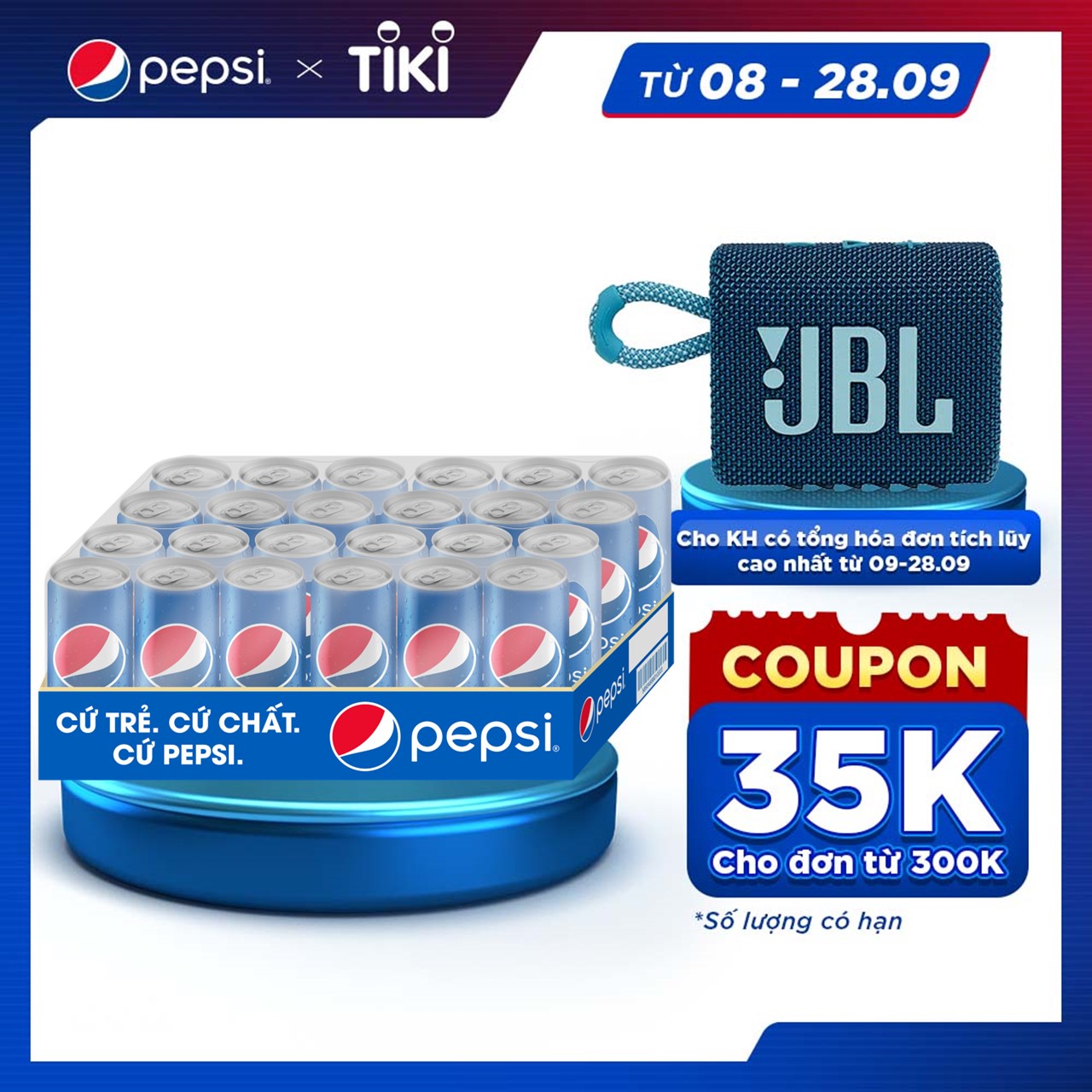 Thùng 24 Lon Nước Ngọt Có Gaz Pepsi lon xanh