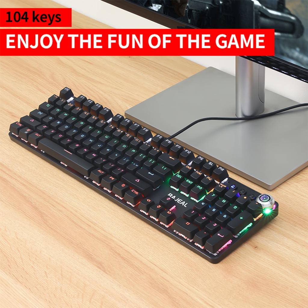 Desktop Essential Wired Mechanical Gaming Keyboard Green Switches 104 Keys