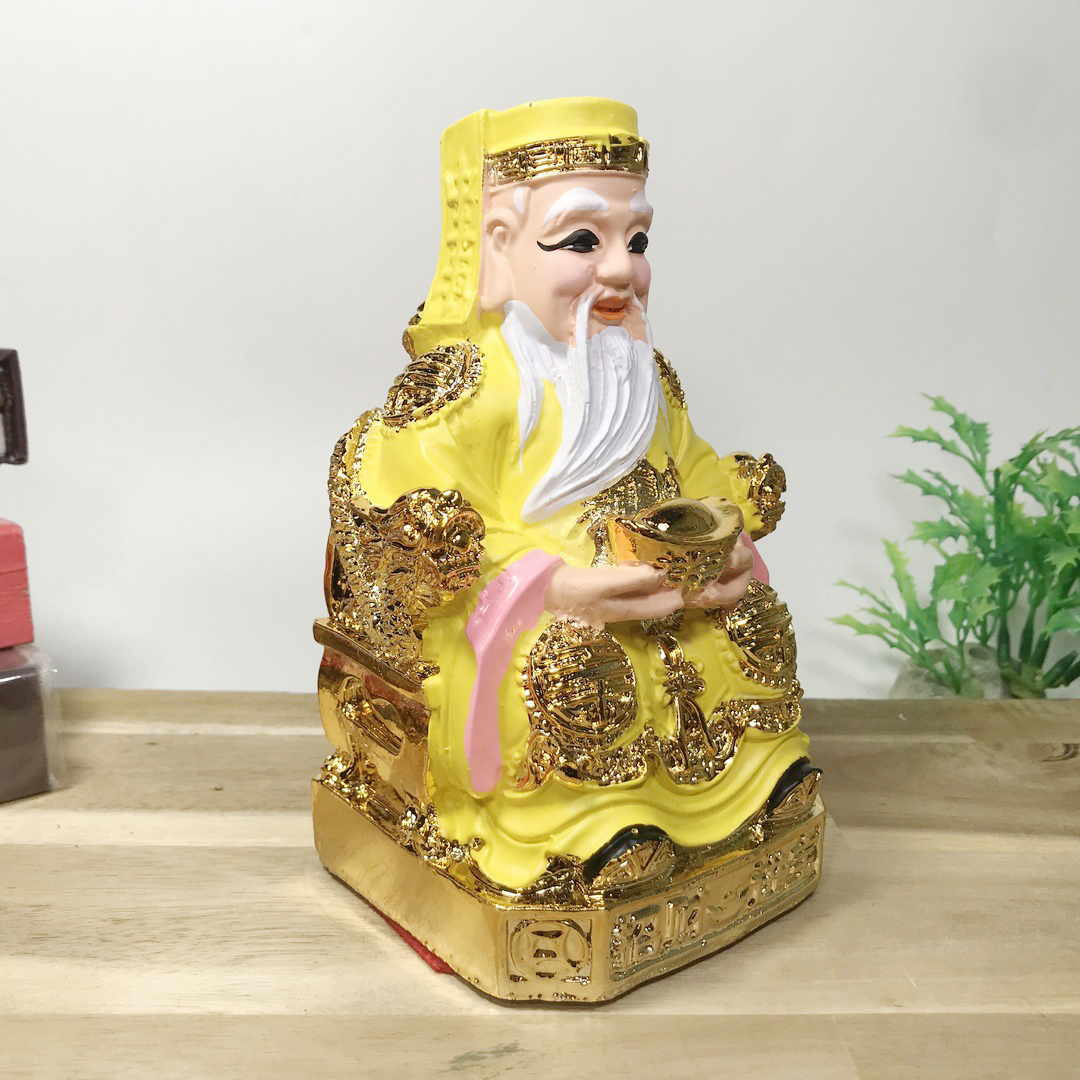 Bộ 2 tượng Thần Tài Thổ Địa áo vàng cao nhiều cỡ