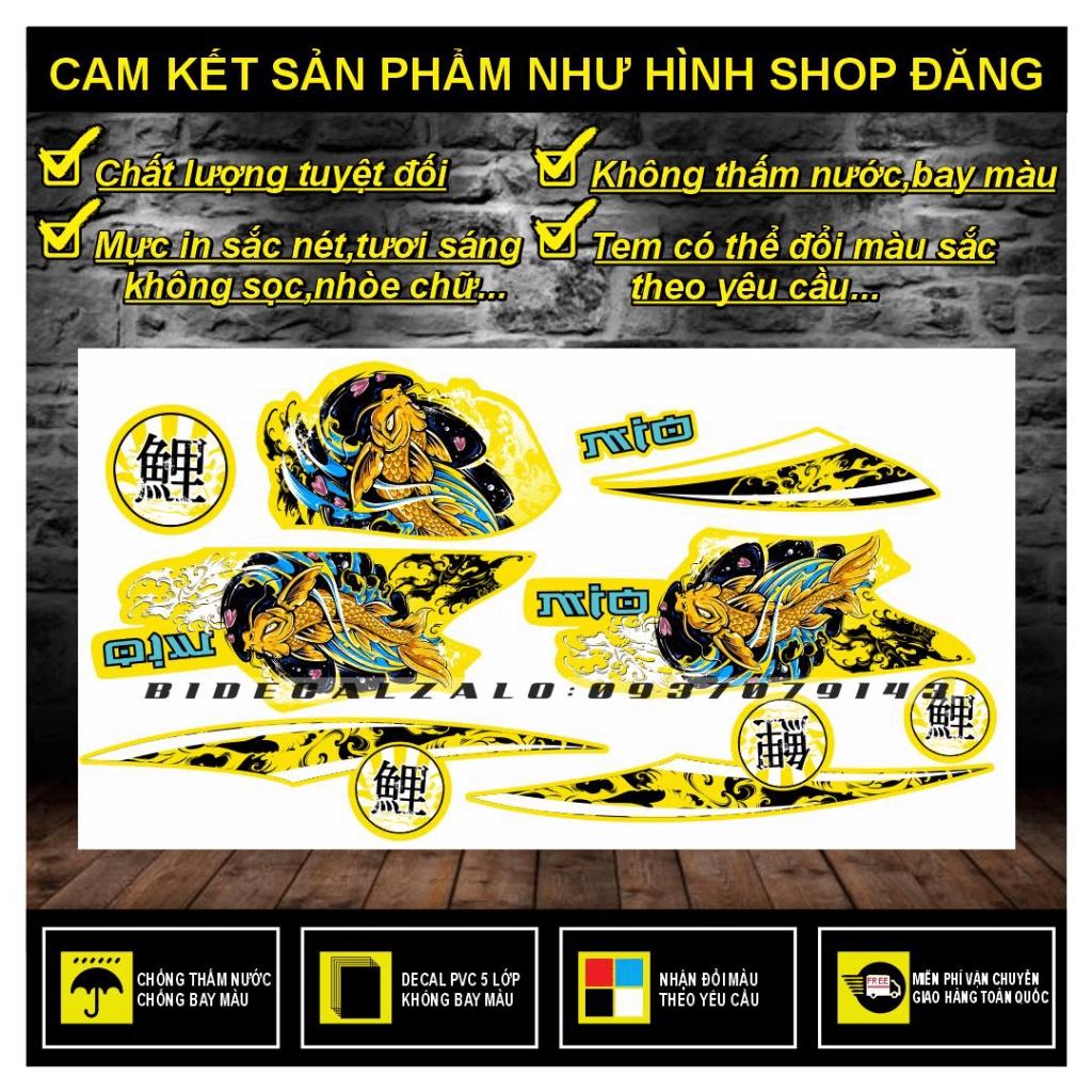 TEM RỜI MIO NHỎ ĐỜI ĐẦU MẪU CÁ CHÉP DÁN XE VÀNG - BI DECAL