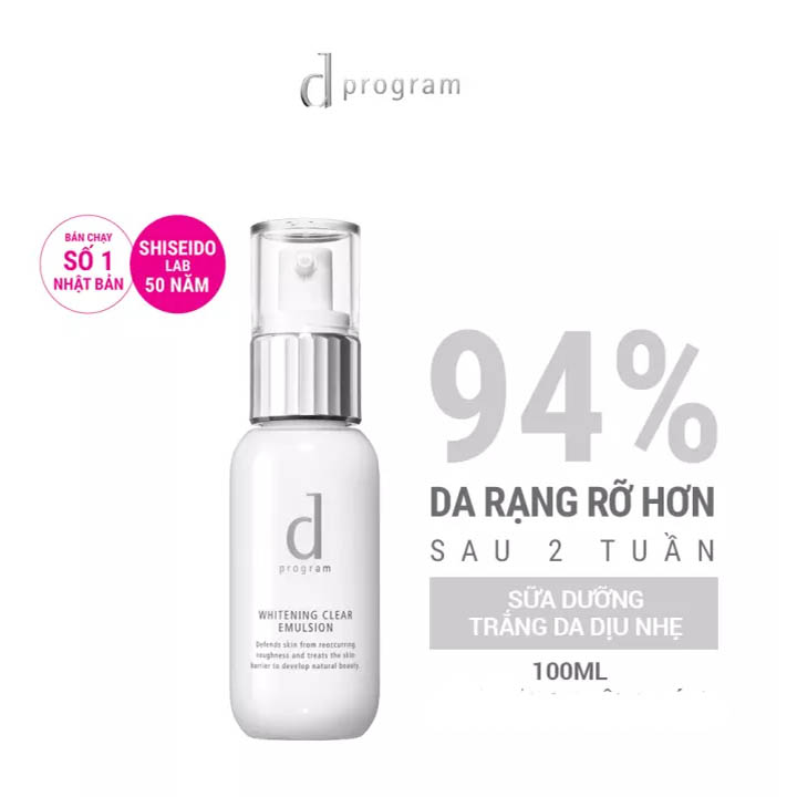 Sữa dưỡng D Program trắng da Whitening Clear Emulsion 100ml