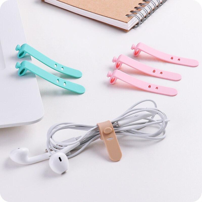 4pcs/set Silicone Straps Headphones Storage Soft Tape USB Wire Cable Tie Cable Organizer Winder