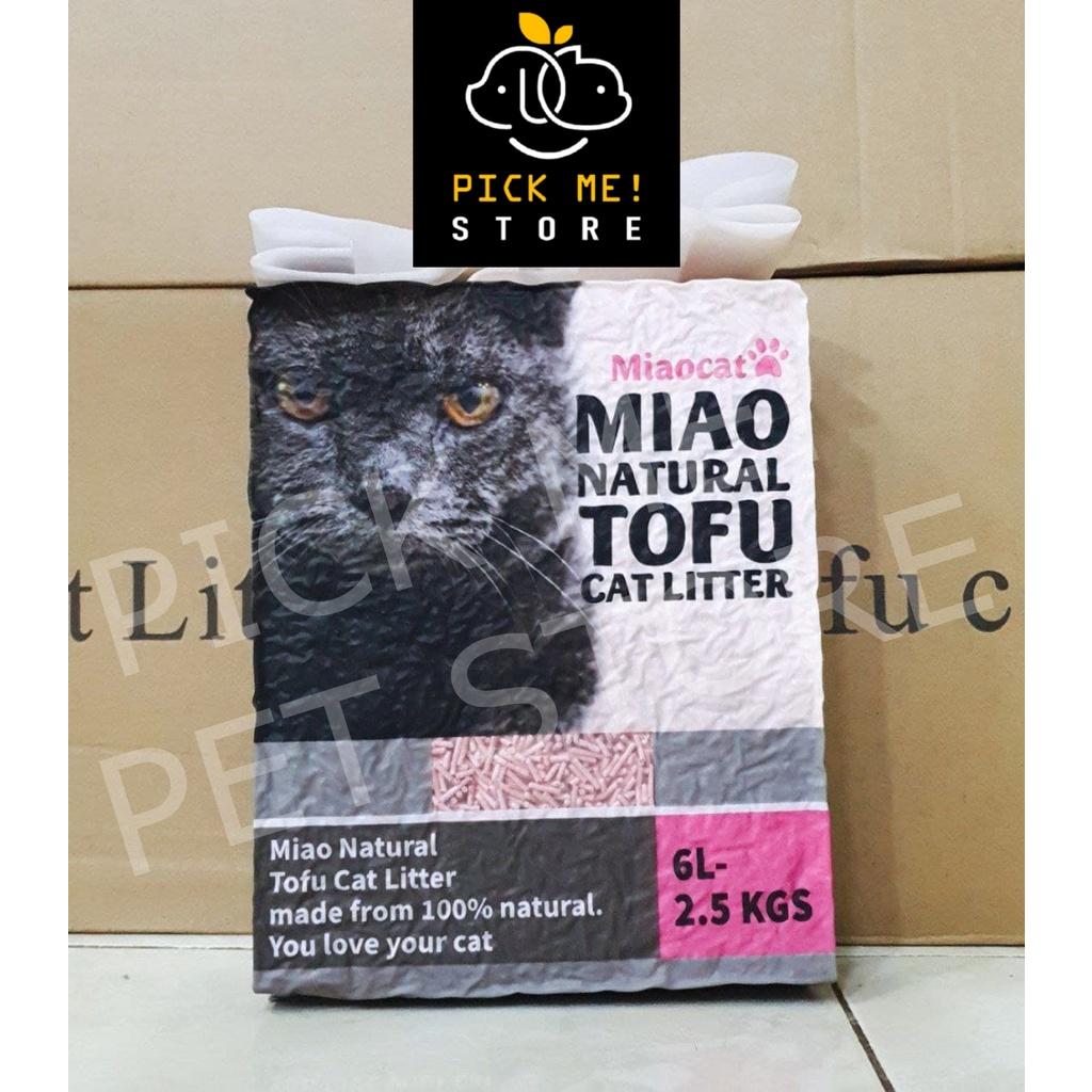 Cát vệ sinh đậu nành hữu cơ MIAO NATURAL TOFU 6L - siêu khử mùi, ít bụi. Có thể xả bồn cầu (Miaocat)