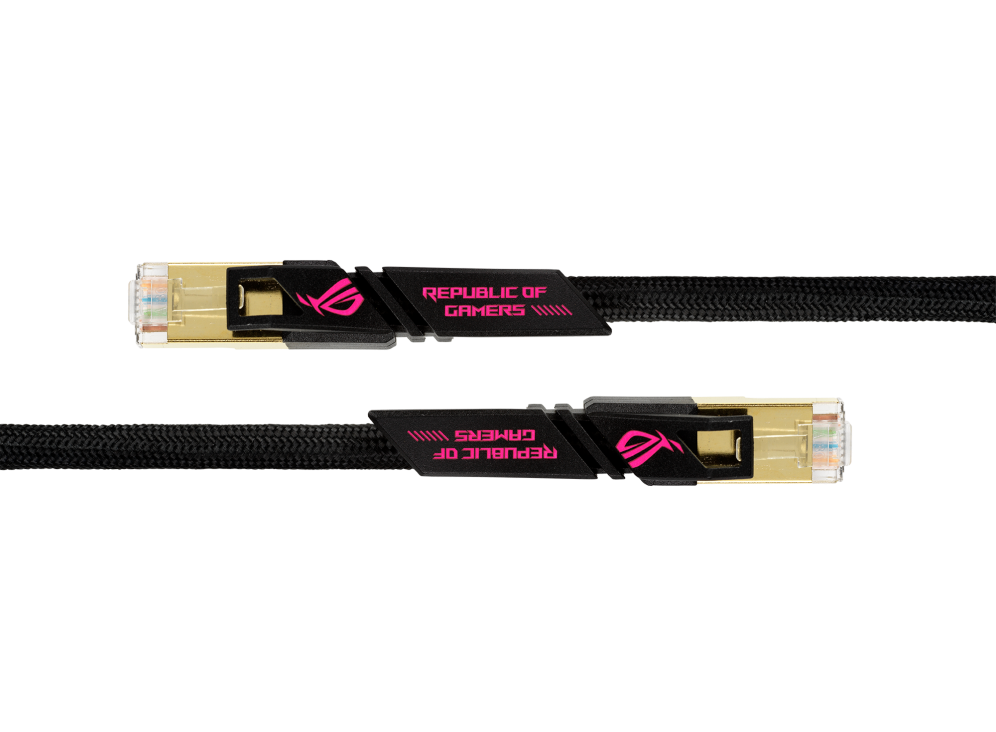 Cáp Mạng Asus ROG CAT7 Đúc Sẵn Tốc Độ 10GB/600MHz Dây Nylon, Mạ vàng- Hàng chính hãng