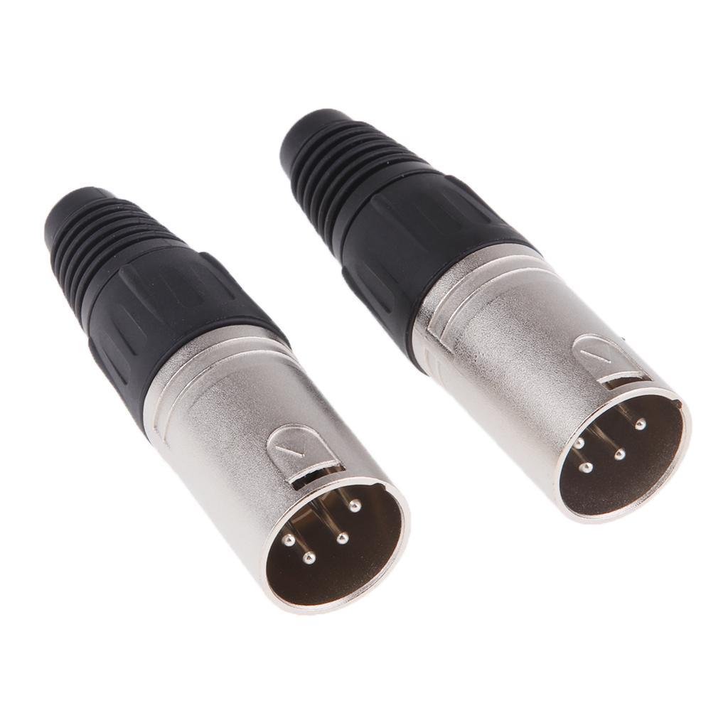 2Pieces Metal 4-Pin Male Microphone XLR Plug Adapter