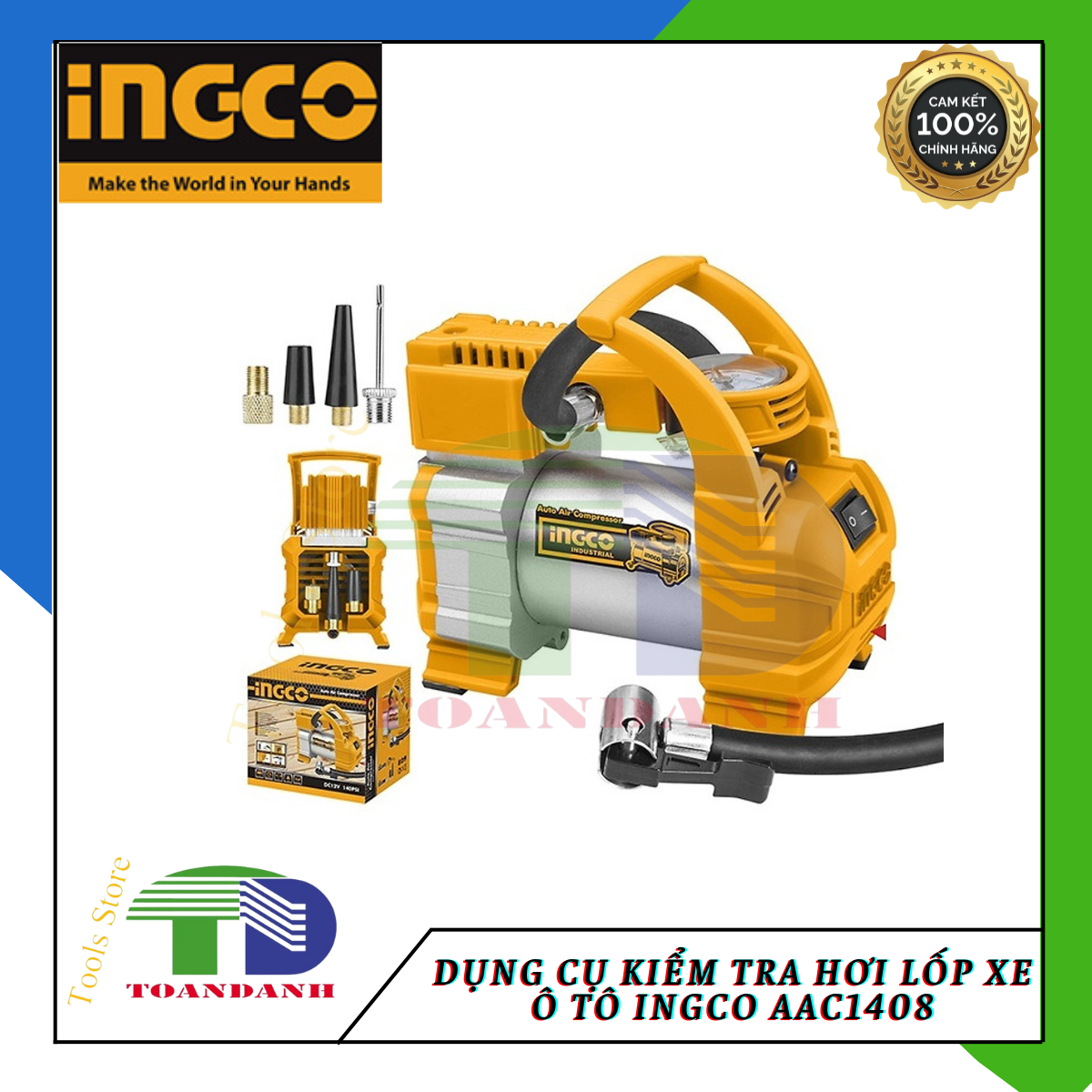 Dụng cụ kiểm tra hơi lốp xe ô tô Ingco AAC1408