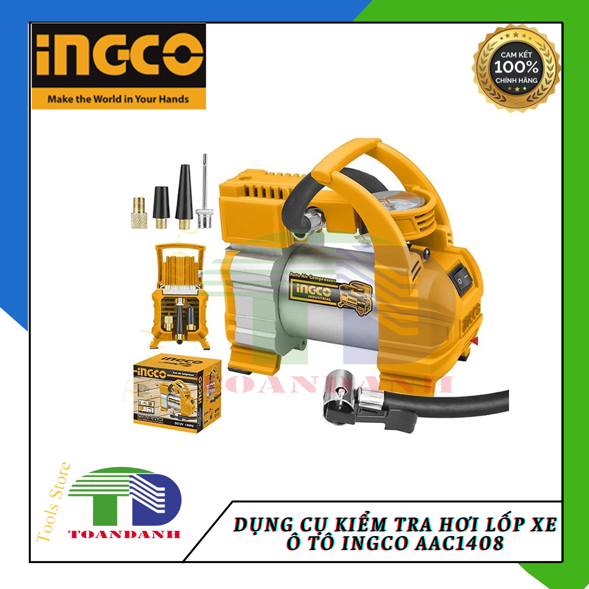 Dụng cụ kiểm tra hơi lốp xe ô tô   Ingco AAC1408