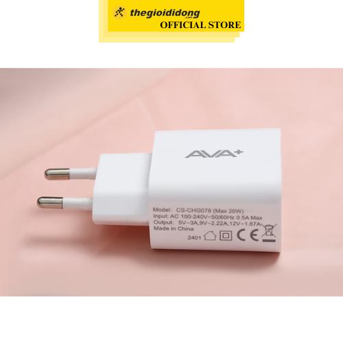 Adapter Sạc Type C PD 20W AVA+ CS-CHG078 - Hàng Nhập Khẩu