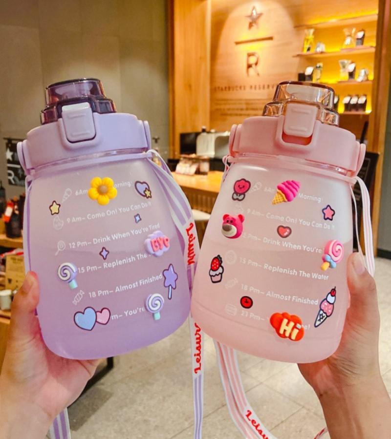 1400Ml Trẻ Em Ống Hút Cốc Uống Nước Hoạt Hình Cho Bé Sáng Tạo Sinh Viên Ấm Siêu Tốc Trẻ Em Học Sinh Bình Tập Uống Di Động Chống Rò Rỉ