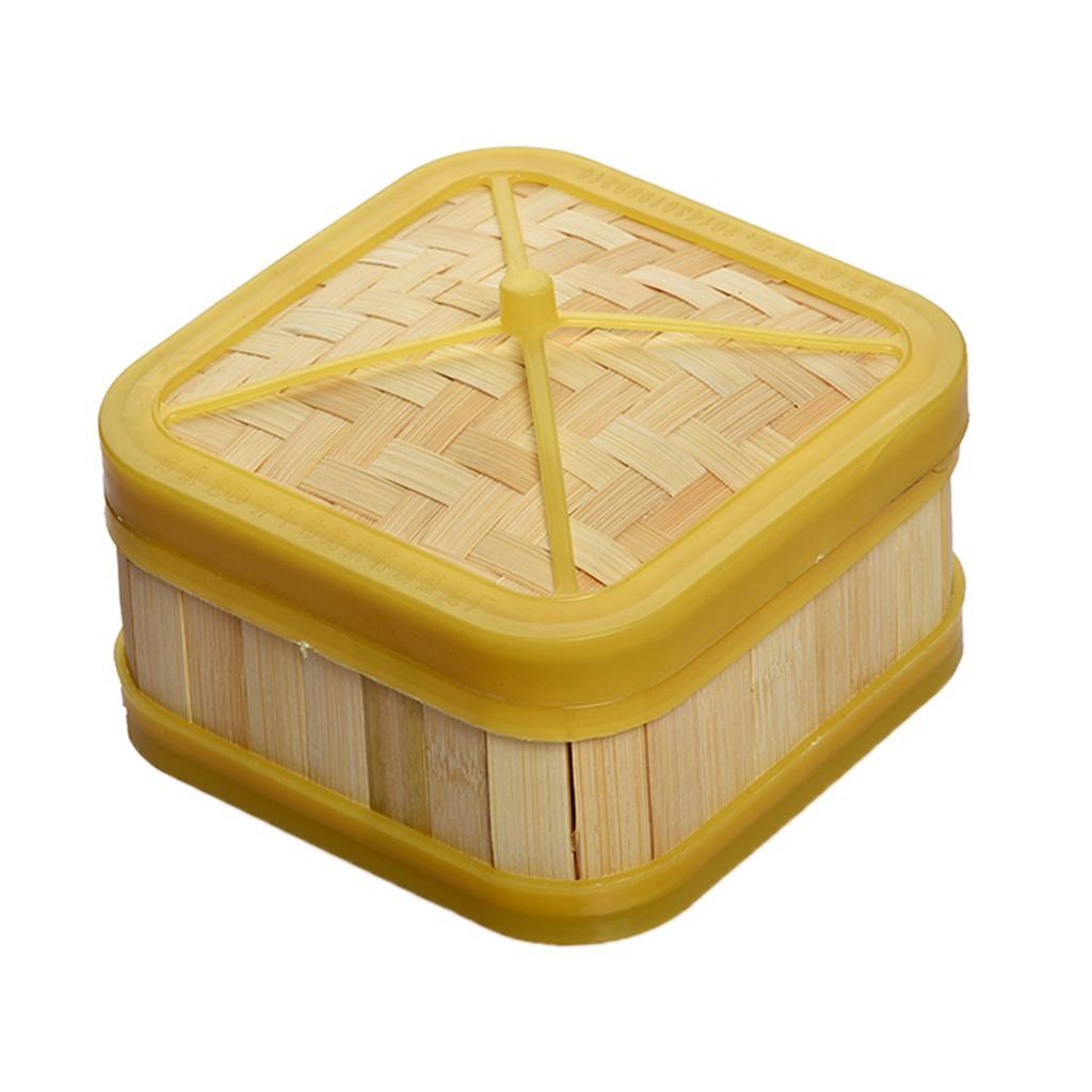 Bamboo Basket Steamer Chinese  Sum Rice Pasta Cooker Square 5 inch