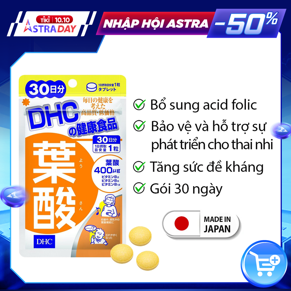 Viên uống Acid Folic DHC Nhật Bản dành cho bà bầu thực phẩm chức năng 30 ngày JN-DHC-FOL30