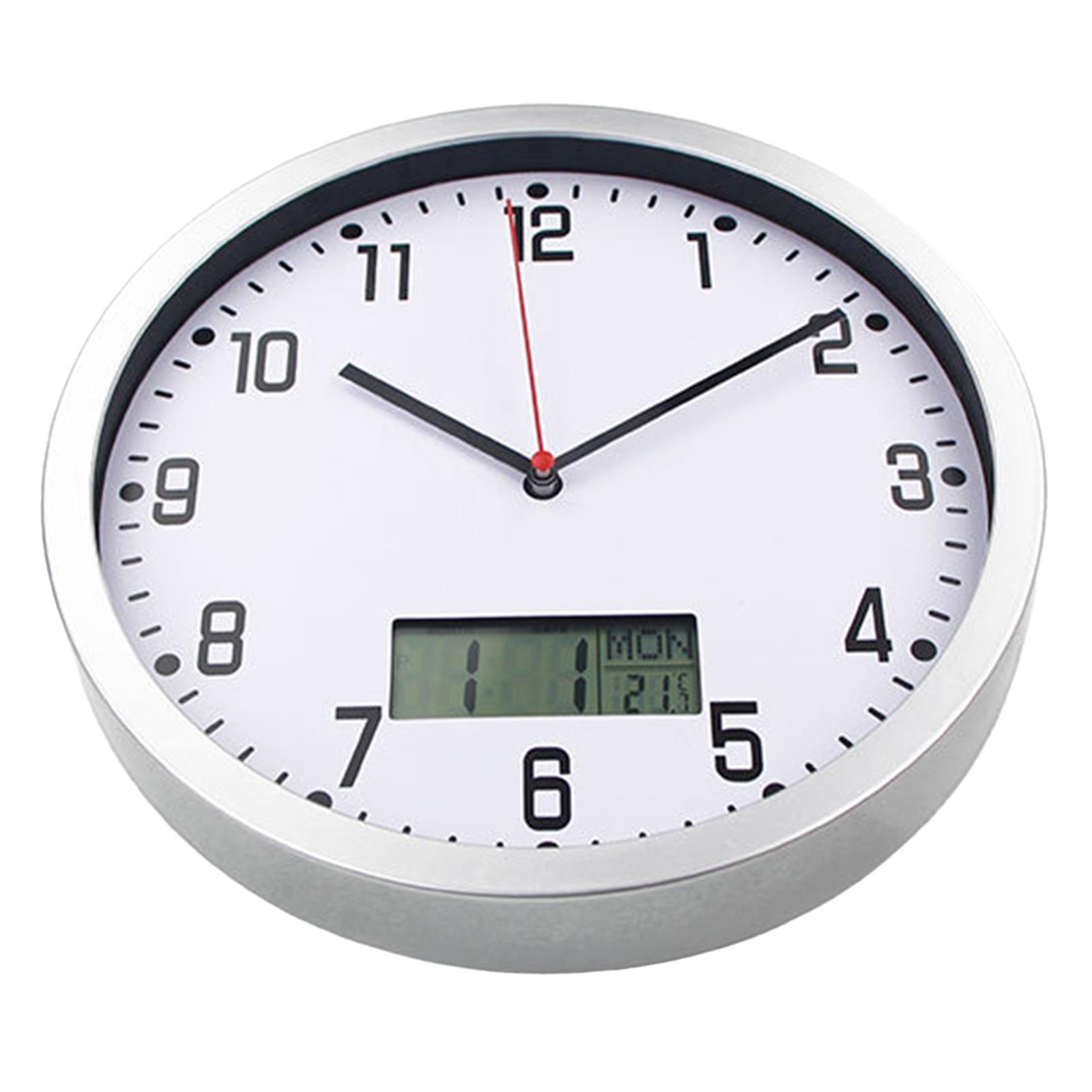 Modern Minimalist Wall Clock with Date and Temperature Large Display Clocks