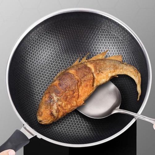 Chảo Chống Dính Vân Tổ Ong thời thượng - Lòng Sâu - dùng được cho tất cả các loại bếp