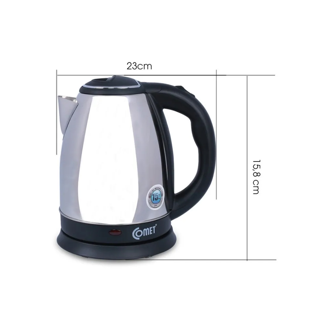 Bình đun siêu tốc Comet CM8215 – Dung tích 1.5L, công suất 1500W – Ruột inox chống bỏng, tự ngắt an toàn – Hàng chính hãng bảo hành 12 tháng