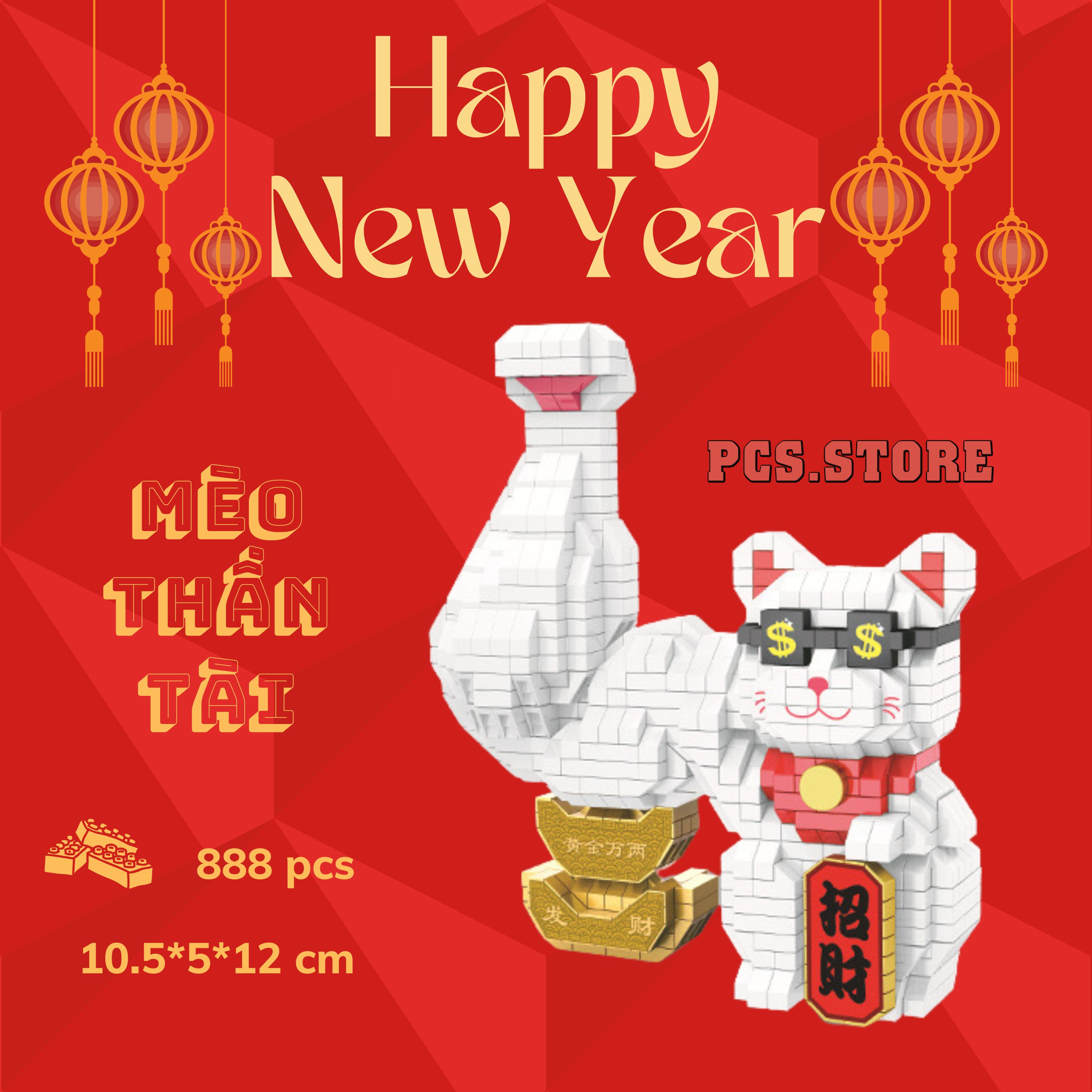 Đồ Chơi Lắp Ráp Mô Hình Mèo Thần Tài May Mắn Tay To - PCS STORE