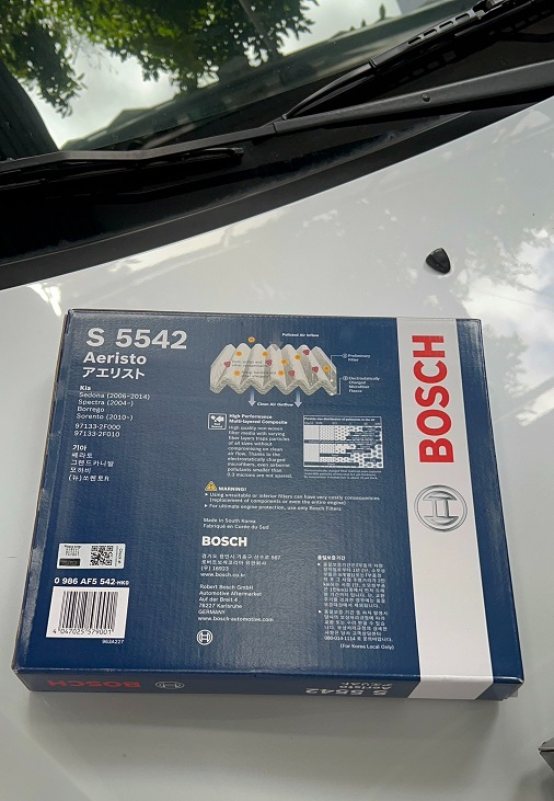 Lọc Gió Điều Hòa Tiêu Chuẩn BOSCH Aeristo S5542 Dành Cho Xe Kia Carens , Sorento
