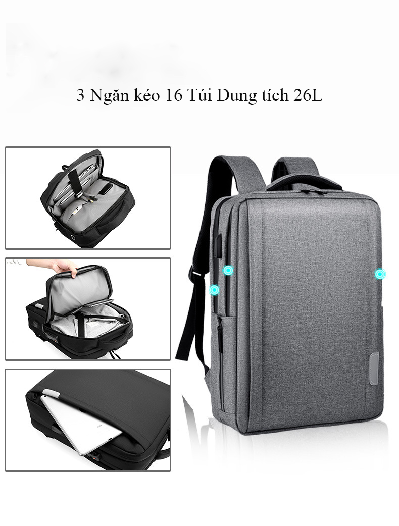 Balo Laptop Máy Tính Nam Thông Minh Chống Trộm Chống Nước Cao Cấp Phong Cách Mới 15,6 Inch Dung Tích Lớn BL018