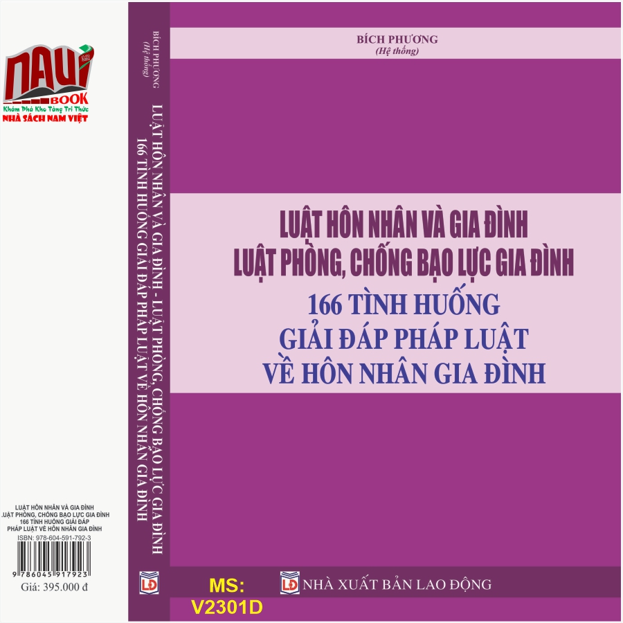 Sách Luật Hôn Nhân và Gia Đình - Luật Phòng, Chống Bạo Lực Gia Đình và 166 Tình Huống Giải Đáp Pháp Luật về Hôn Nhân Gia Đình (V2301D)