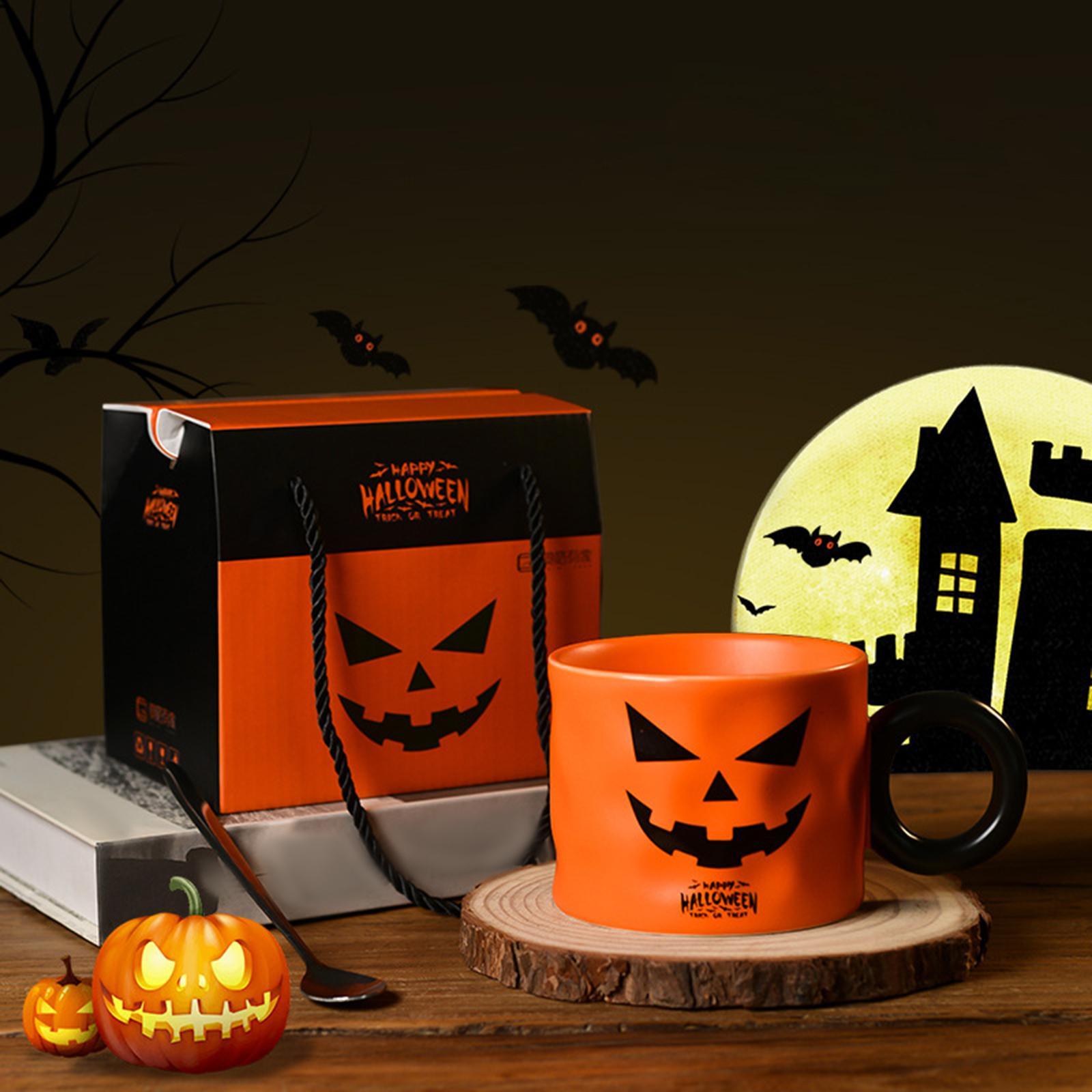 Pumpkin Shaped Mug Halloween Cartoon Mug Cartoon Milk Juice Cup Halloween Mug Set Ceramics Coffee Mug Holiday Coffee Mug for Theme Party Men