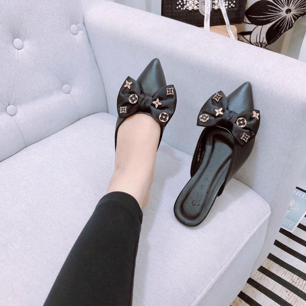 Sục mũi nhọn nữ đế bằng phối nơ - Dép sục nữ Chile