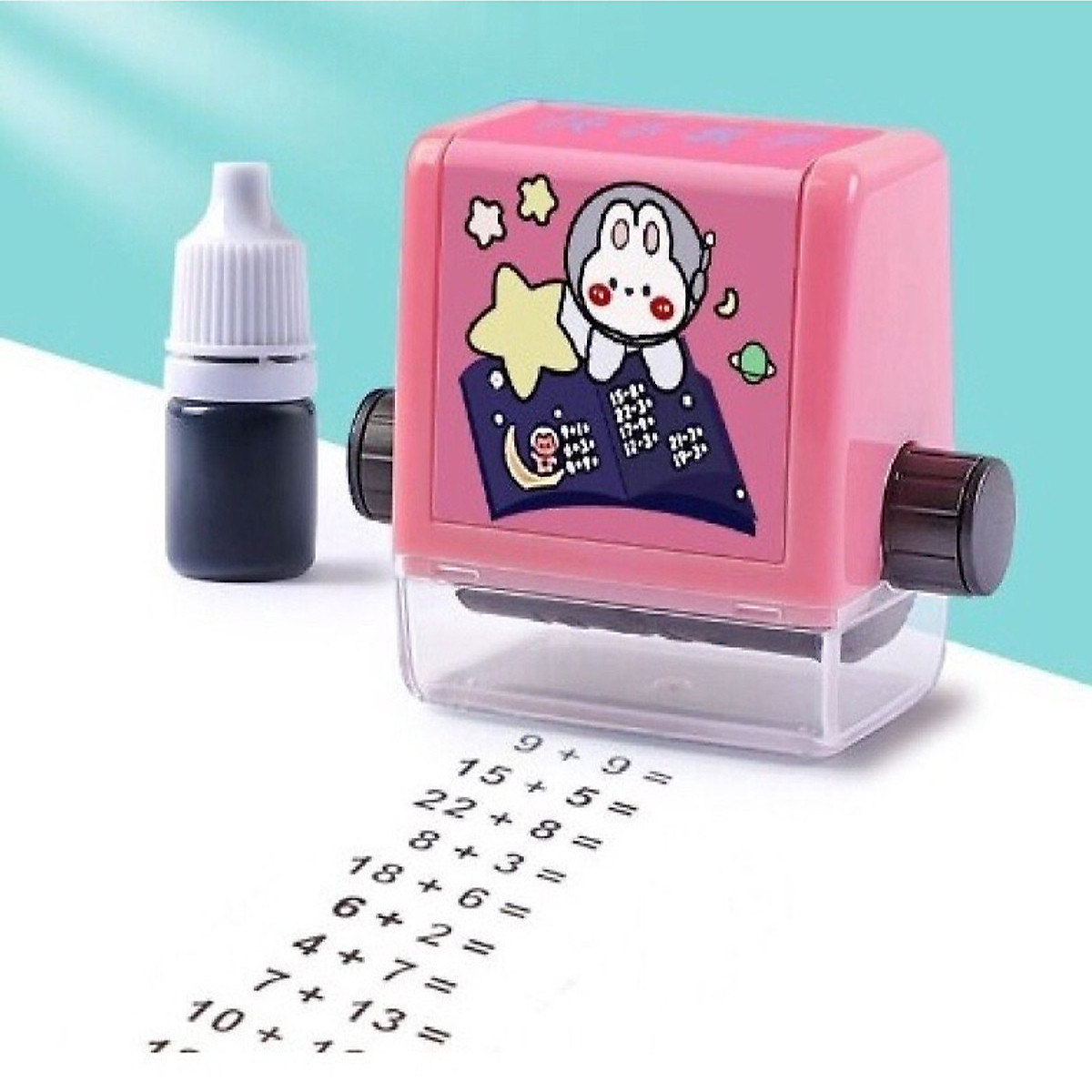 Máy In Mini Con Lăn Tạo Phép Tính Cộng, Trừ, Nhân, Chia Đơn Giản - Ra Bài Tập Toán Cho Các Bé Tiểu Học (Tặng kèm lọ mực)