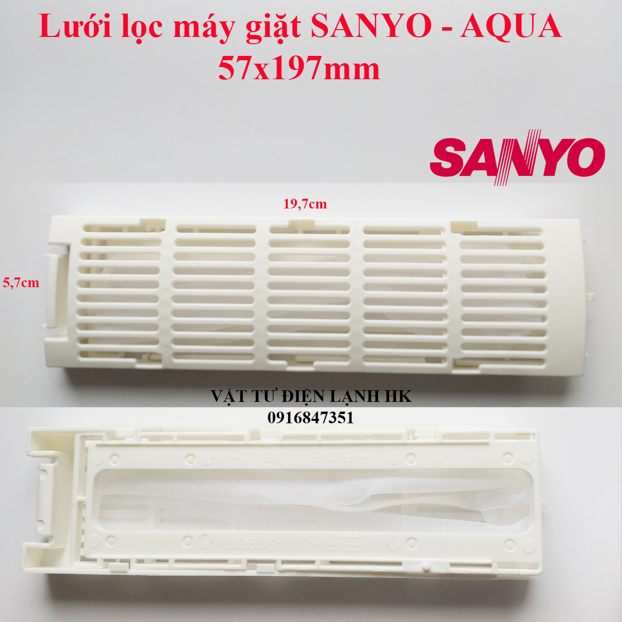 Túi lọc rác dùng cho máy giặt Sanyo 57x197mm lưới lọc sơ vải mg Sanyơ