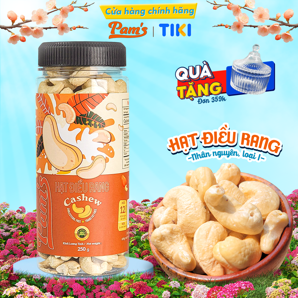 Hạt Điều Rang Mộc Loại 1 Bình Phước Pams 300g/hũ, Hạt Điều Sạch Vỏ, Rang Chín Giòn Bùi, Dinh Dưỡng Ăn Kiêng, Mẹ Bầu