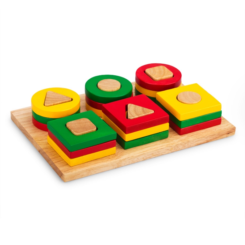 Đồ chơi thả hình hình khối, Bộ xếp 6 cọc - Đồ chơi gỗ Winwintoys