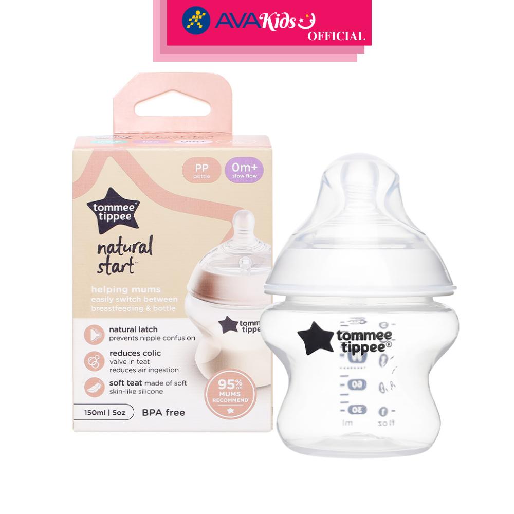 Bình sữa nhựa PP Tommee Tippee Natural Start 423901 cổ rộng 150 ml (0 - 3 tháng) - Hàng Chính Hãng