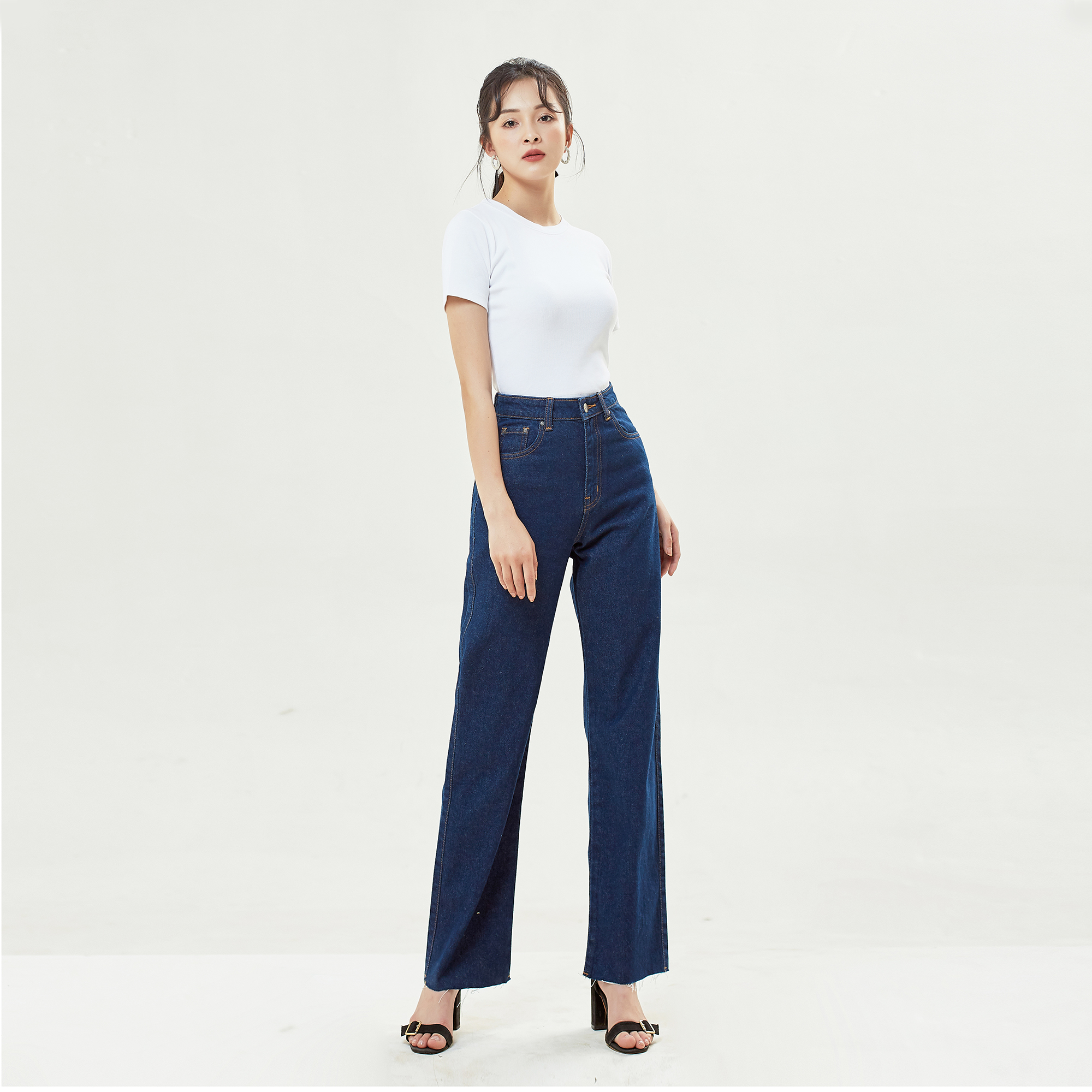 Quần Jean Nữ Ống Rộng Lưng Cao Aaa Jeans