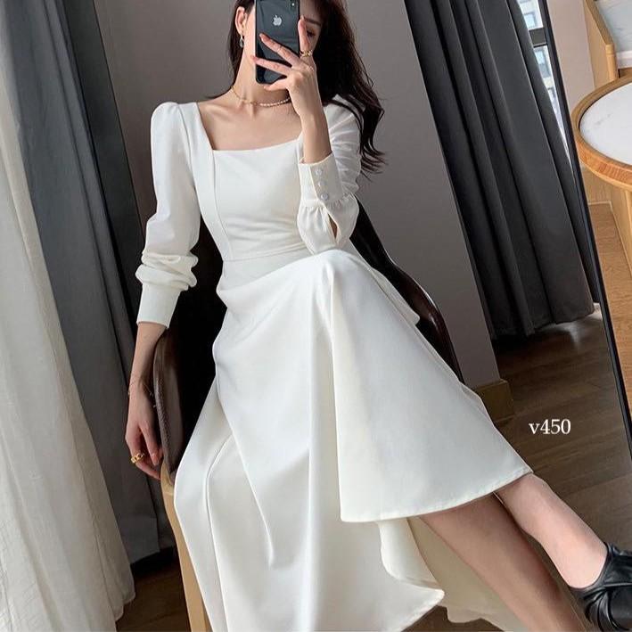 Đầm nữ thời trang midi dài tay dáng xòe dự tiệc sang trọng MIDI DRESS