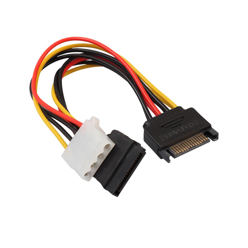 15-Pin Serial SATA Male to 15-pin Female and 4-pin LP4 Female Reverse Power Adapter Cable For IDE Hard Drive