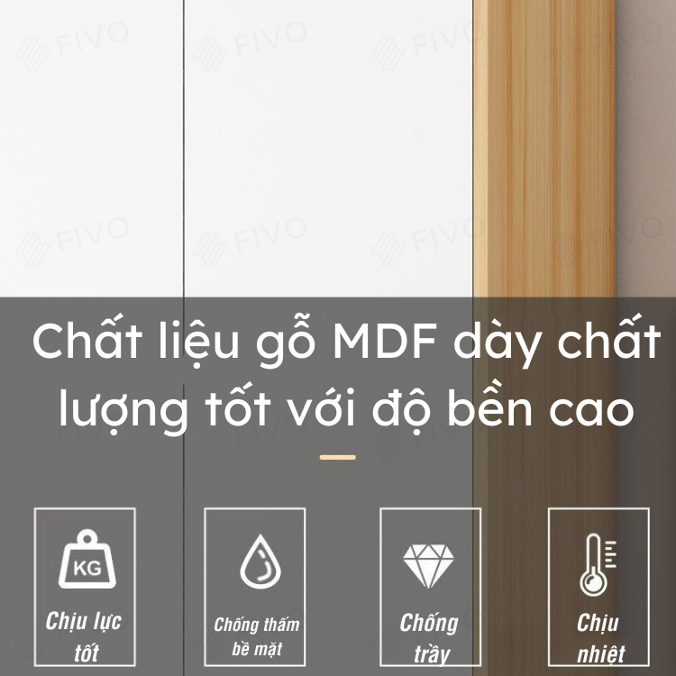 Tủ Treo Quần Áo Cửa Lùa Gỗ MDF Lõi Xanh Chống Ẩm Cao Cấp FC31 FIVO, Nhiều Ngăn Đựng Đồ, Không Gian Hộc Tủ Trên Rộng Rãi - Màu Gỗ