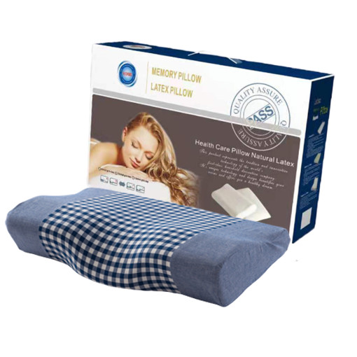 Hình ảnh Gối Memory Latex Pillow-Caro Xanh Trắng-50cm*30cm-Gối Cao Su Non-Hàng Nội Địa Nhật Bản